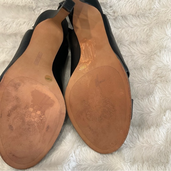 Vince Camuto Black Leather Peep Toe Sling Back Size 9.5 - Picture 3 of 7